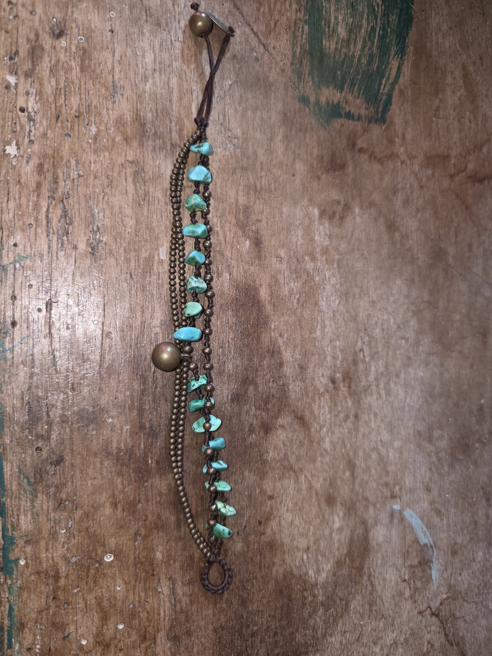 Source Unknown Turquoise Green Bead Multi-Chain Bracelet